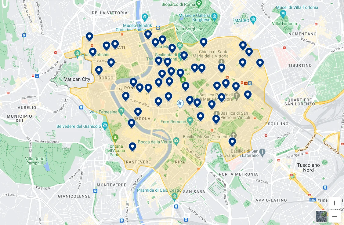 best hotels in Rome map