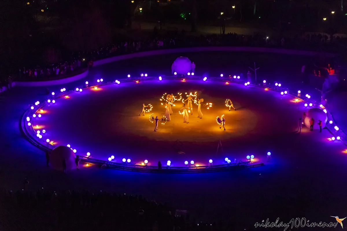 PLOVDIV, BULGARIA - JANUARY 12, 2019 - Fire show at opening event of European Capital of Culture - Plovdiv 2019, Bulgaria.