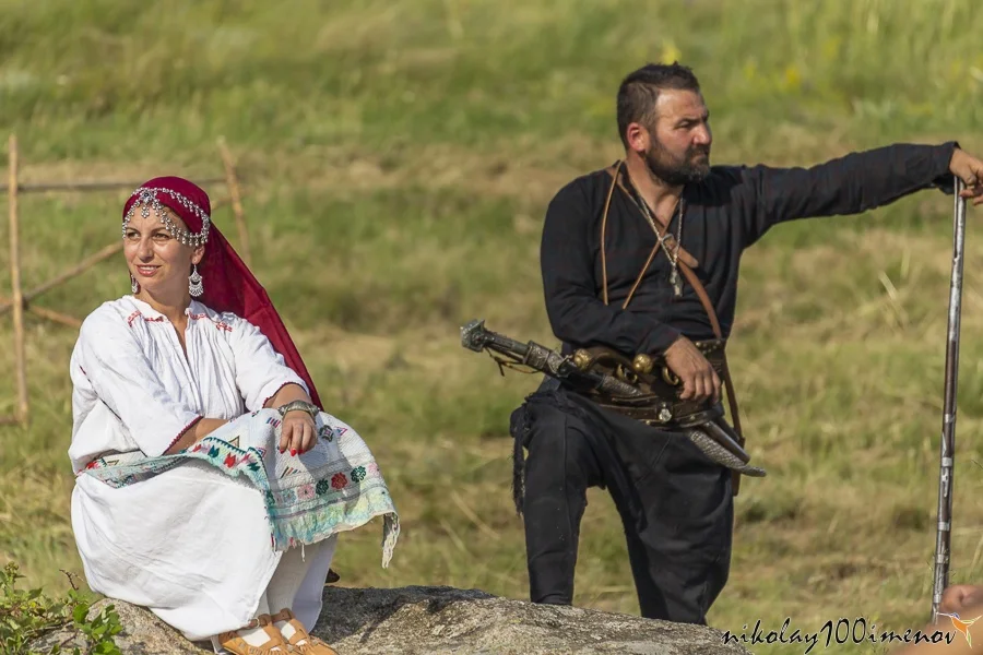 HISARYA, BULGARIA - JUNE 22, 2019 - Man reenact the peasant infantry fighters called haiduti during the festival Hajdut Gencho in Hisarya city in Bulgaria