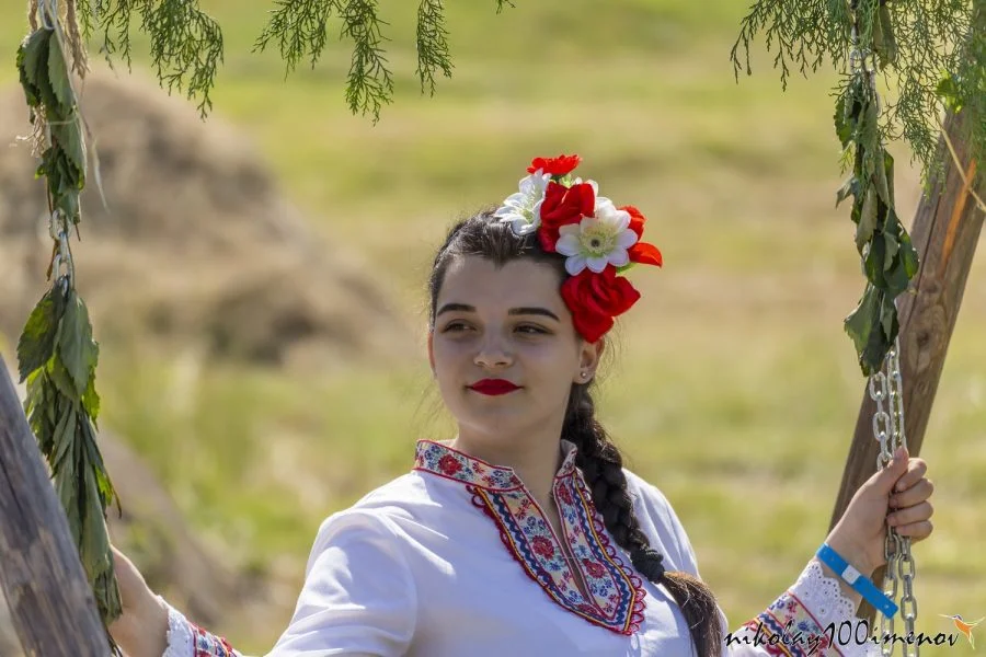 HISARYA, BULGARIA - JUNE 22, 2019 - Artists performing a traditional bulgarian dances and handcrafts during the festival Hajdut Gencho in Hisarya city in Bulgaria