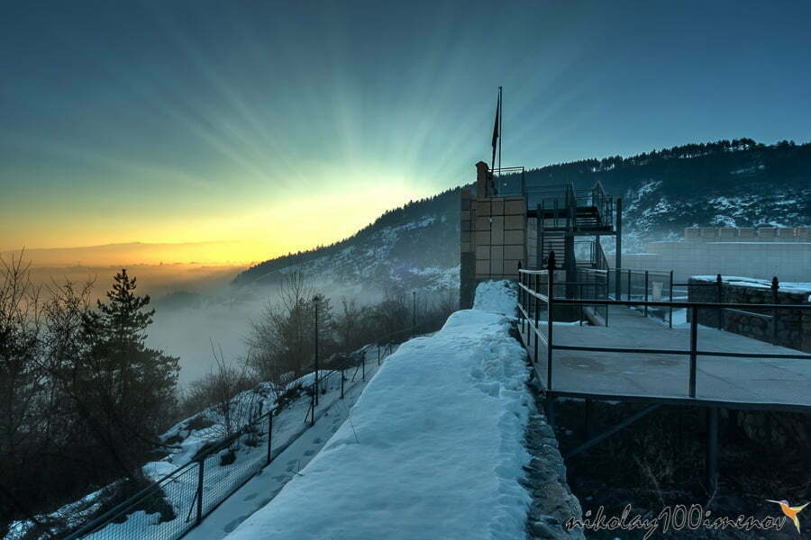 Krakra fortress during sunrise. The fort is located near Pernik city in Bulgaria.